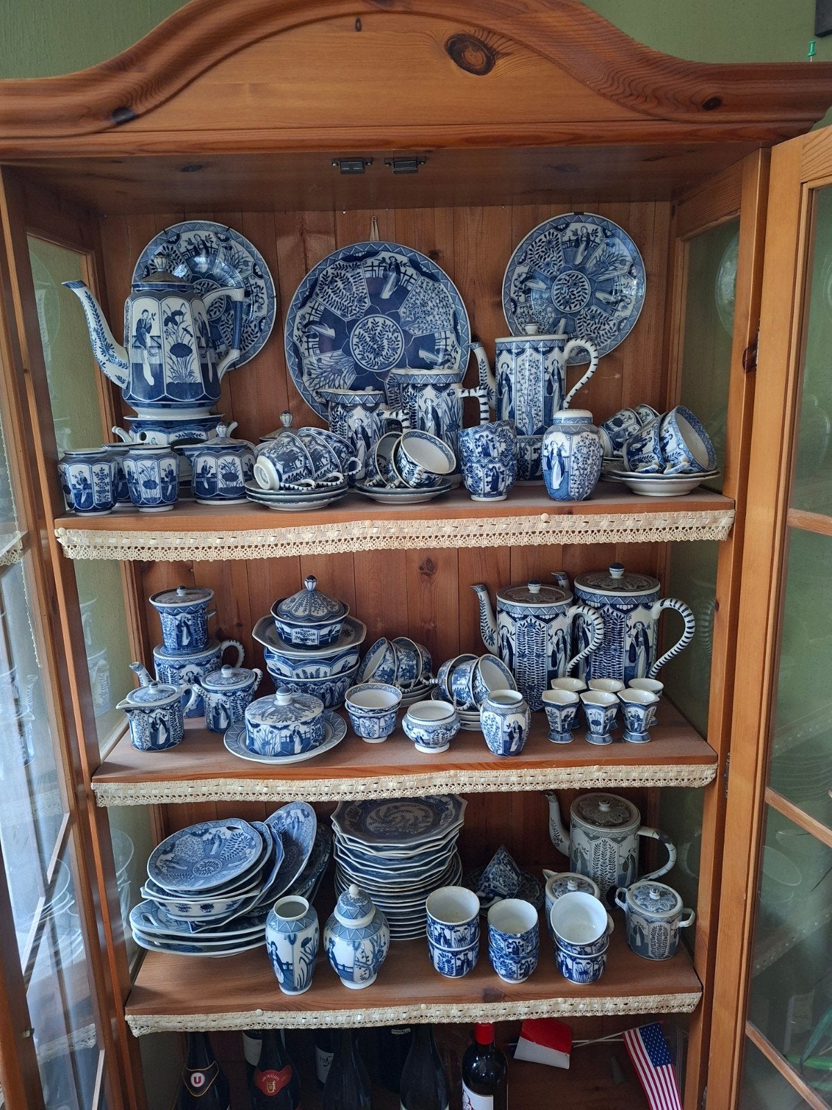 Grote partij antiek lange lijs blauw-wit porselein, diverse, Antiek en Kunst, Ophalen of Verzenden