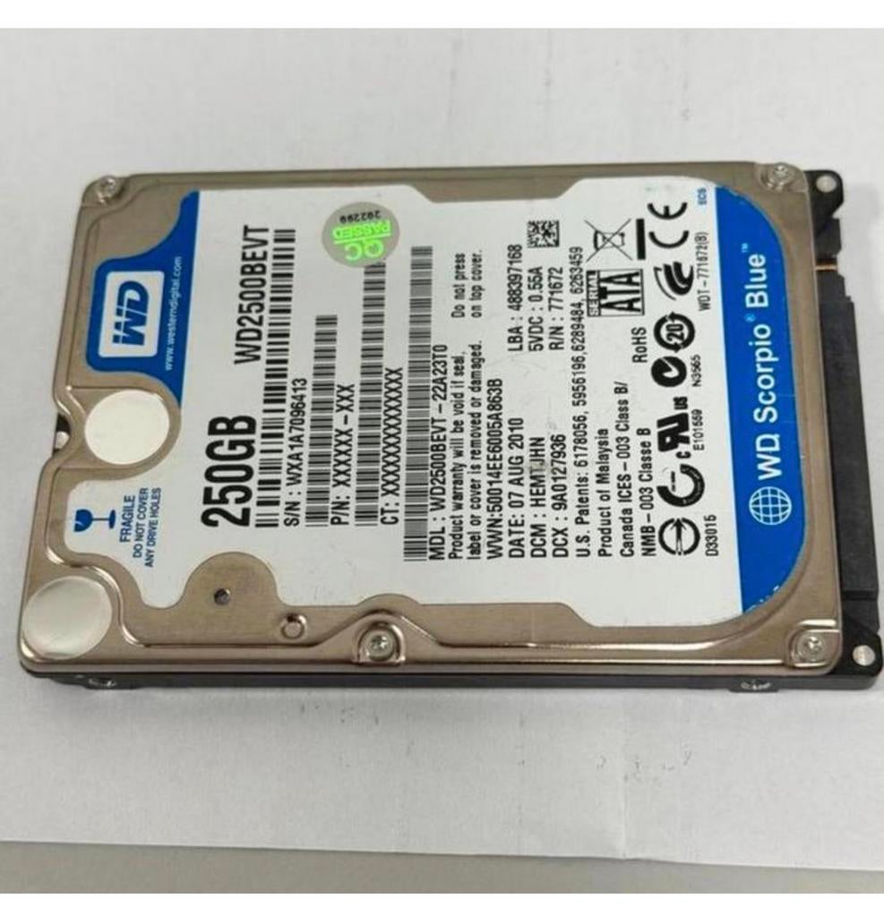 250GB SATA 2.5" HARD DISK DRIVE HIGH SIERRA 10.13.6 MACBOOK, Intern, SATA, Ophalen of Verzenden, Zo goed als nieuw