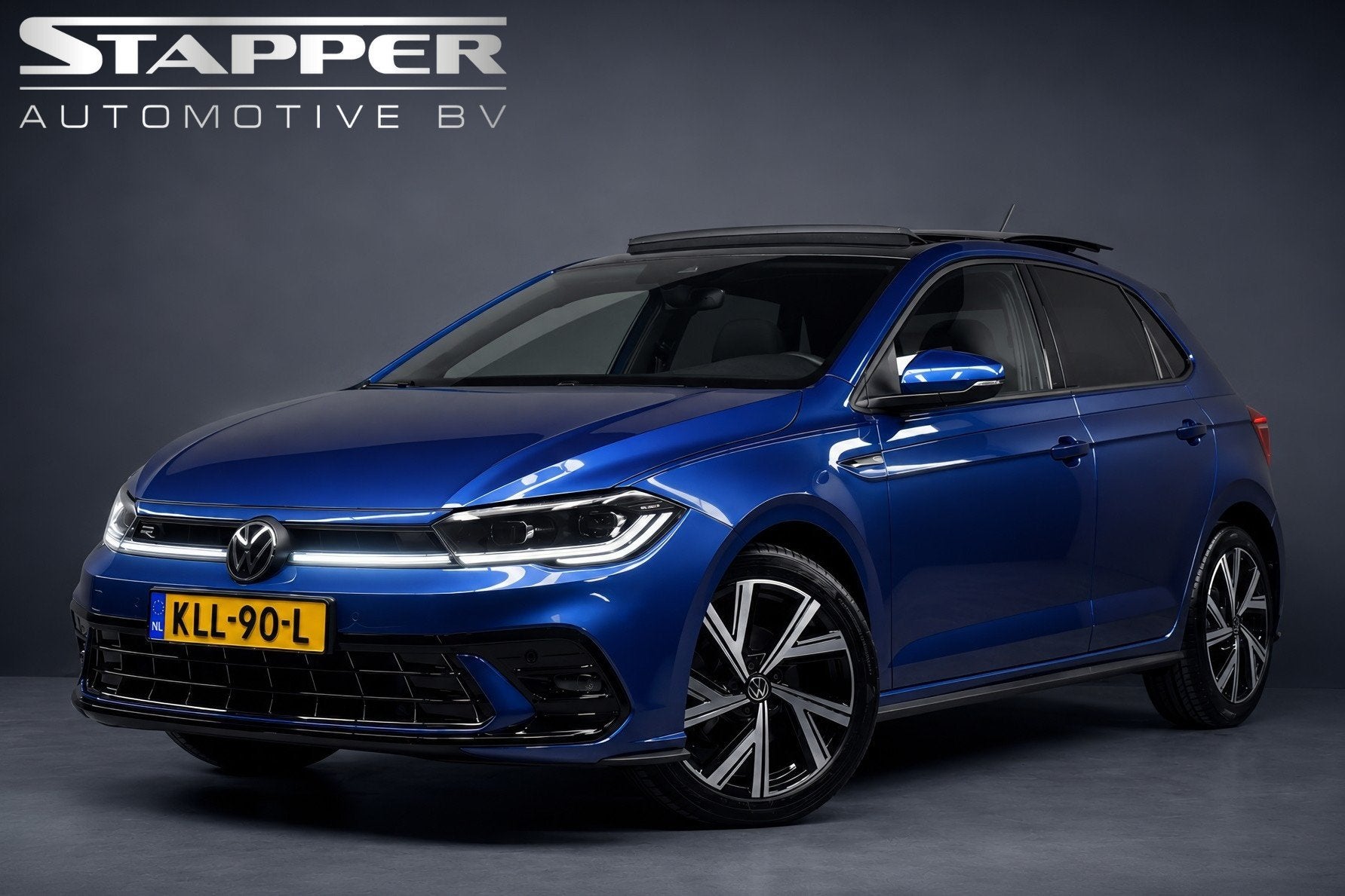 Volkswagen Polo 1.0 TSI 110pk Automaat 3x R-Line 1e Eig. Pan, Gebruikt, Blauw, Leder en Stof, Bedrijf