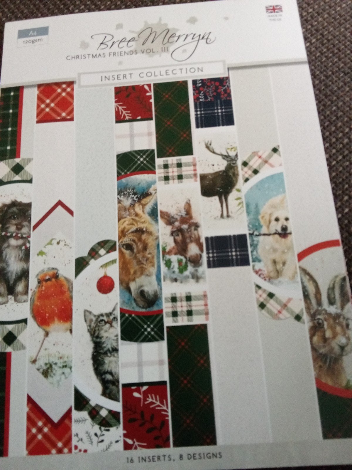 A4 Kerst Achtergrond Papier met Plaatjes 120 grams 8 designs, Nieuw, Meerkleurig, Ophalen of Verzenden, Papier of Karton