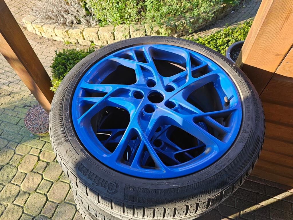 Set van 4 blauwe velgen met winterbanden, Overige, Gebruikt, Overige, Banden en Velgen