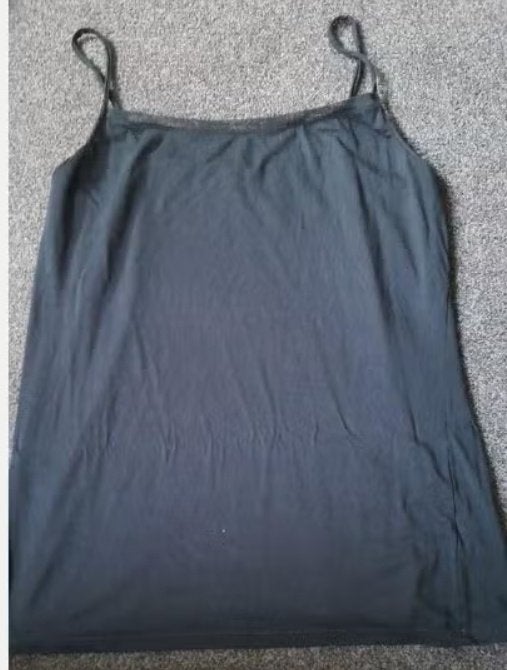 Oroblu zwart spaghettibandje hemd met tule randje, maat M, Maat 38/40 (M), Oroblue, Zwart, Ophalen of Verzenden