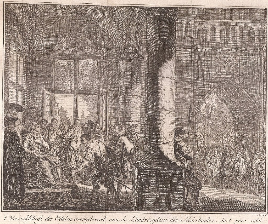 Verzoekschrift der Edelen overgeleverd a.d. Landvoogdes 1566, Origineel, 19 cm, Ophalen of Verzenden, Gravure