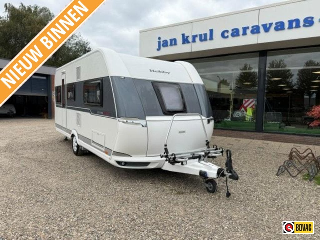 Hobby De Luxe Edition 495 UL mover voortent fietsenrek, Caravans en Kamperen, Rondzit, Hobby, Bedrijf, 2 aparte bedden