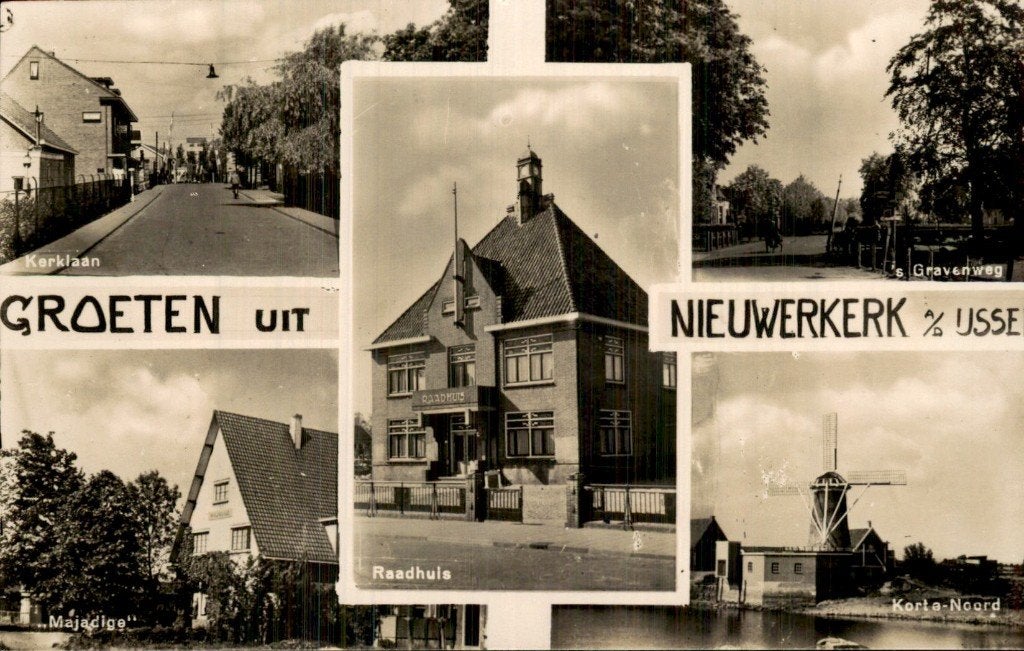 Nieuwerkerk a/d IJssel - Raadhuis - Collage, Ophalen of Verzenden, 1960 tot 1980, Gelopen, Zuid-Holland