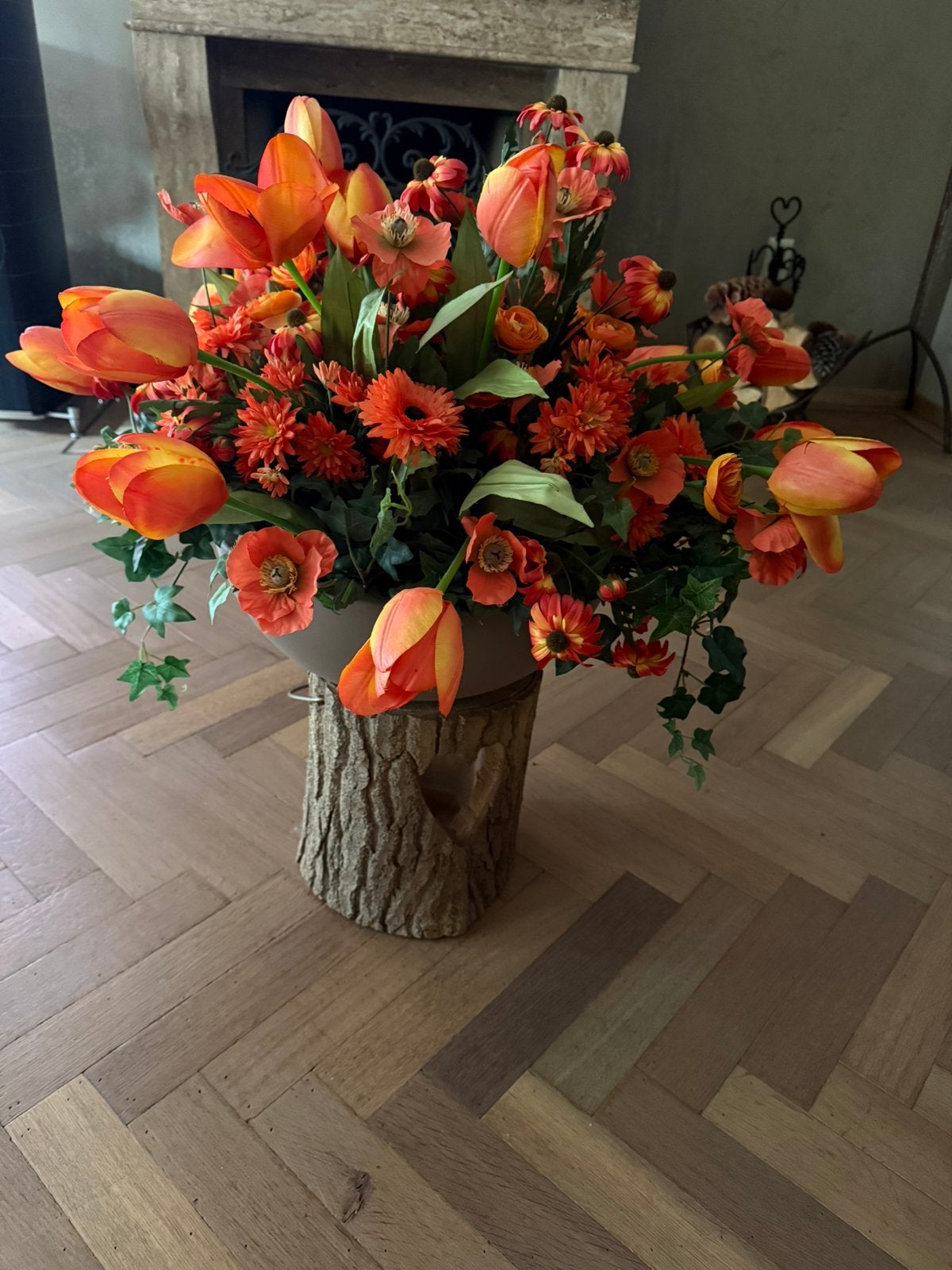 Prachtig zijde oranje bloemen boeket groot oranje wk, Ophalen of Verzenden, Zo goed als nieuw