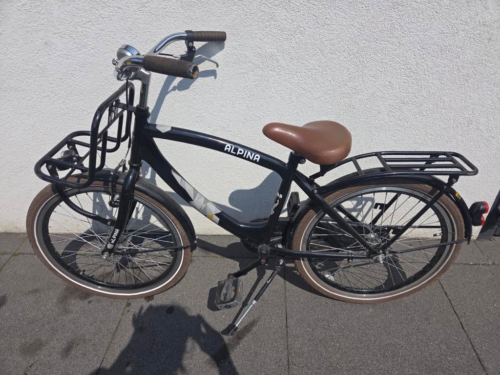 Alpina Kinderfiets - Zwart met bruin zadel, Fietsen en Brommers, Fietsen | Kinderfietsjes, Gebruikt, Alpina, Ophalen of Verzenden