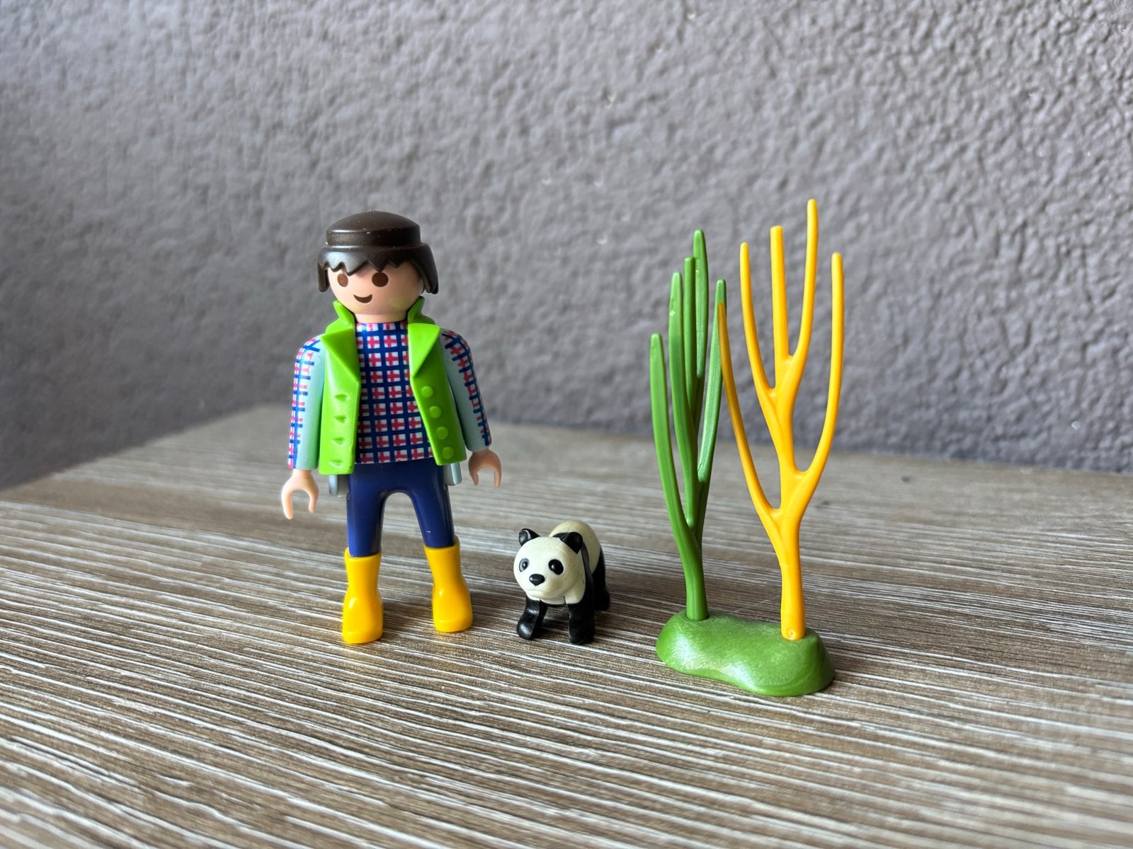 Playmobil man met baby panda en planten, Kinderen en Baby's, Wild life, Gebruikt, Losse onderdelen, Ophalen of Verzenden