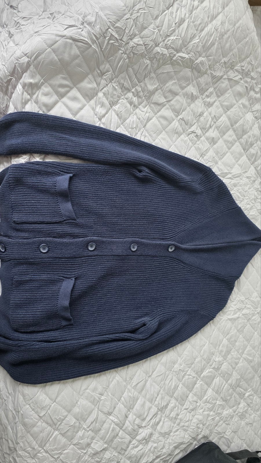 Comfortabel donkerblauw gebreid vest XL, Ophalen of Verzenden, Zo goed als nieuw, Maat 56/58 (XL), Blauw