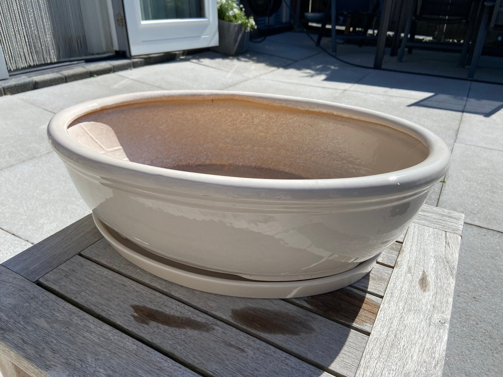 Mooie aardewerk plantenbak met schotel (Bonsaiboompje), Ophalen, Steen, Minder dan 30 cm, Minder dan 60 cm