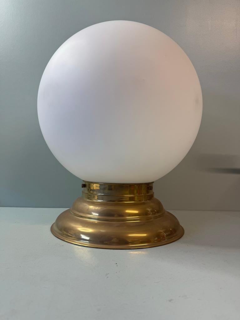 XXL Art Deco bol lamp met messing voet, Ophalen of Verzenden