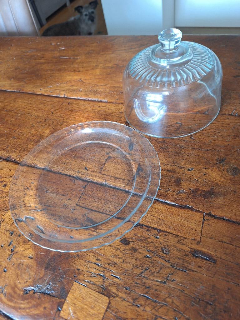 Antieke glazen kaasstolp, Antiek en Kunst, Antiek | Glas en Kristal, Ophalen of Verzenden