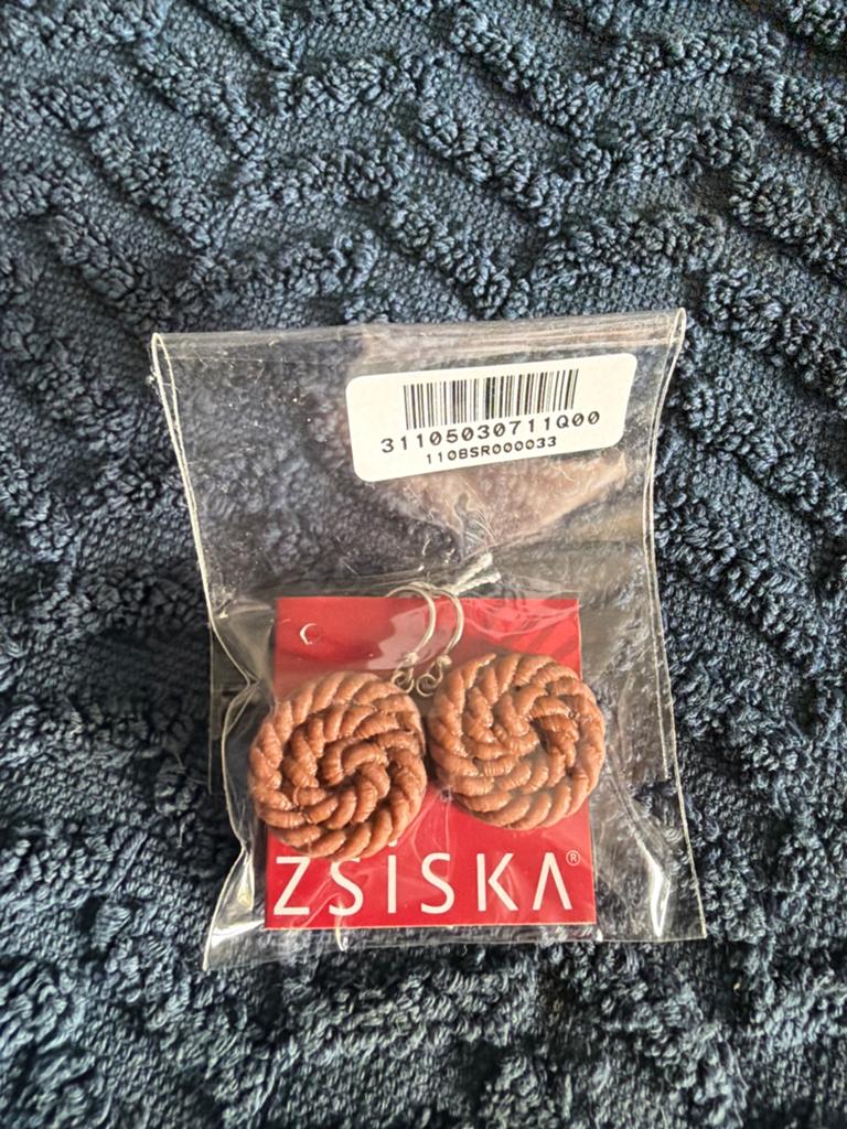 ZSISKA Oorbellen - Bruin gevlochten design, Overige materialen, Hangers, Bruin, Verzenden