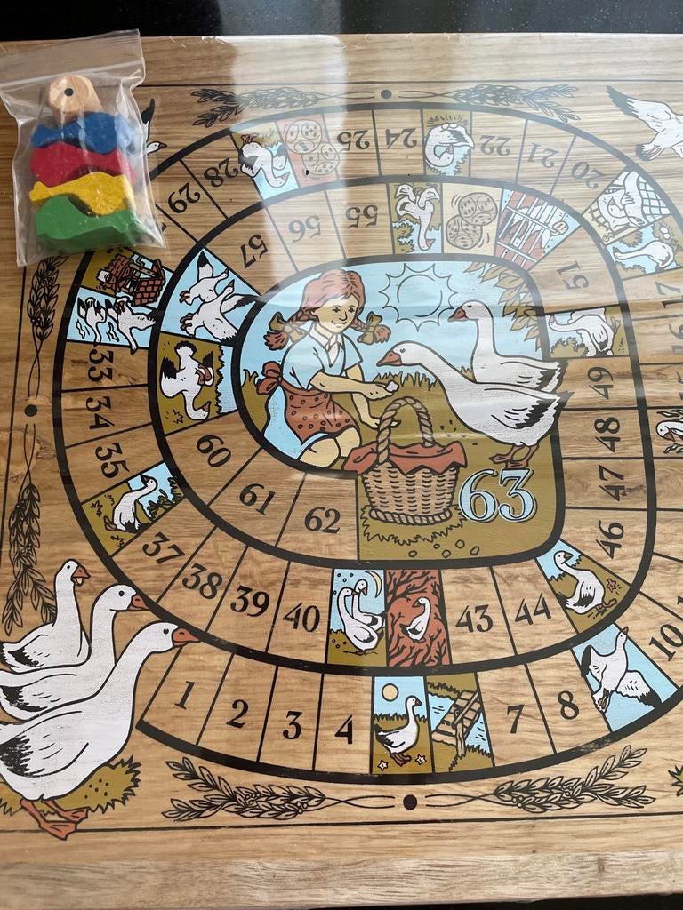Nieuw Ganzenbord spel - Houten bord met pionnen, Drie of vier spelers, Ophalen, Nieuw