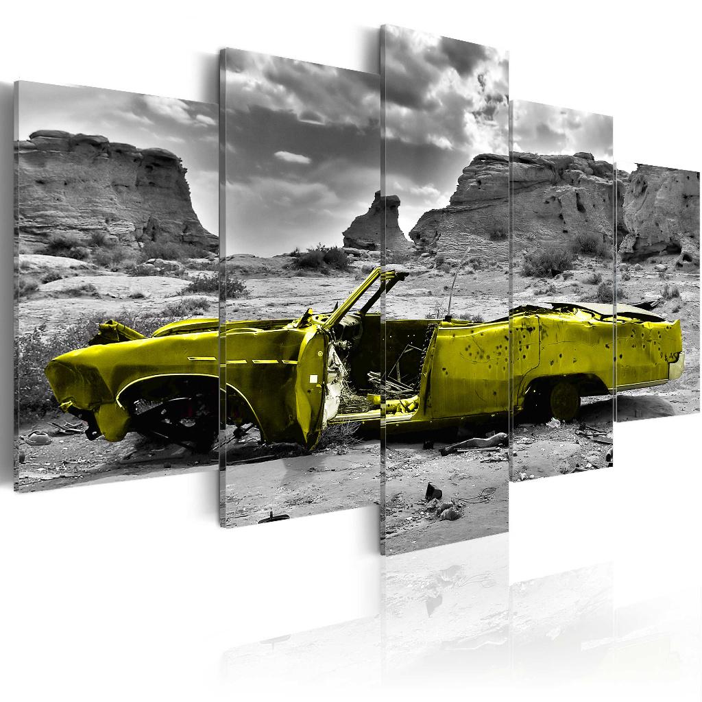 770 Cabrio Oldtimer Groen 5 Luik Canvas Schilderij 200x100cm, Ophalen of Verzenden