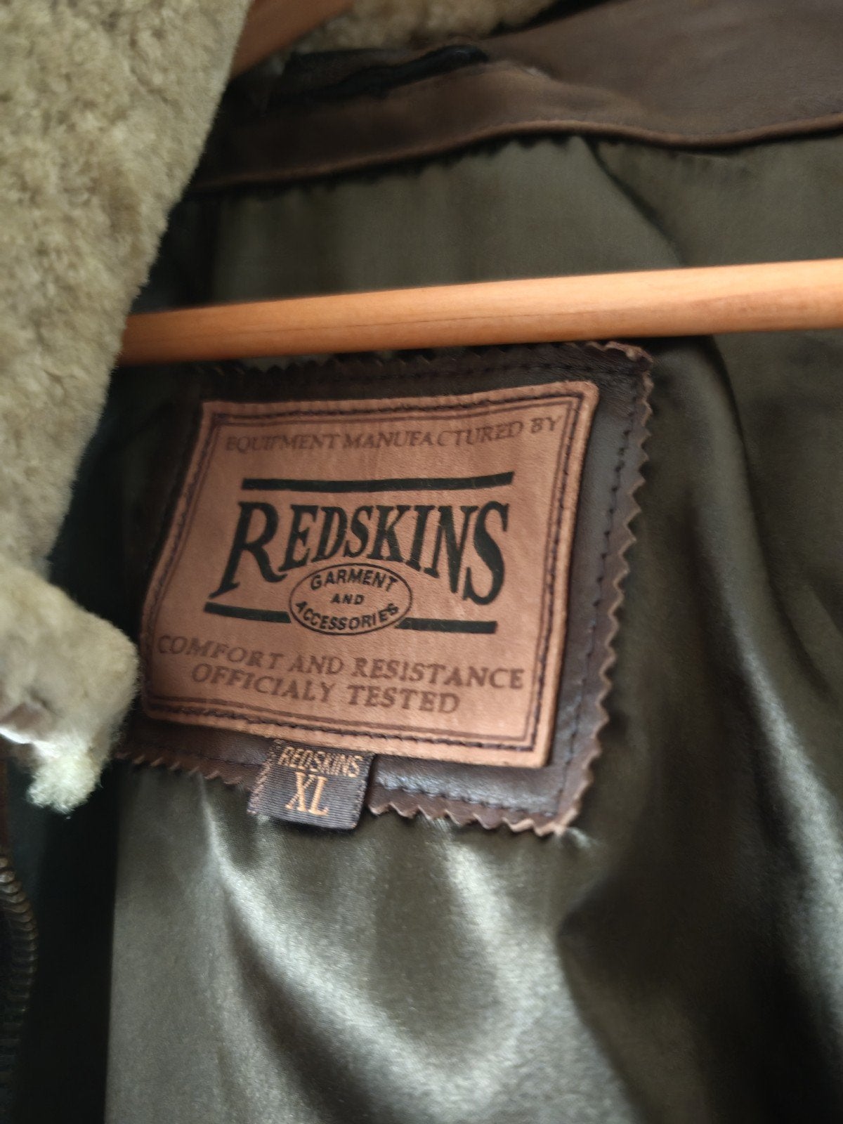Vintage Redskins flight bomber jack | leer maat XL, Bruin, Maat 56/58 (XL), Ophalen of Verzenden, Gedragen