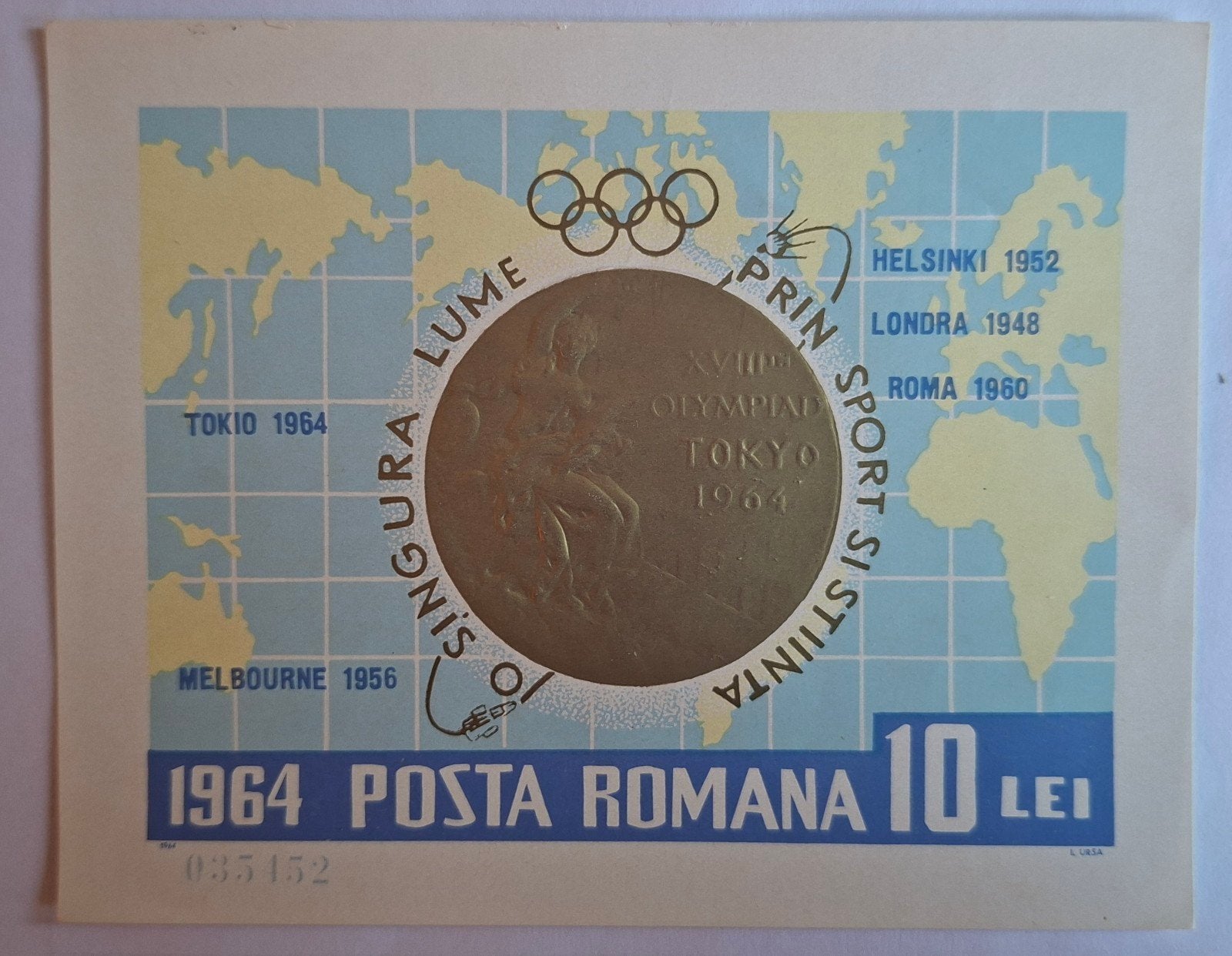 Olympische Spelen 1964 Roemenië Mi blok 59, Verzenden, Sport