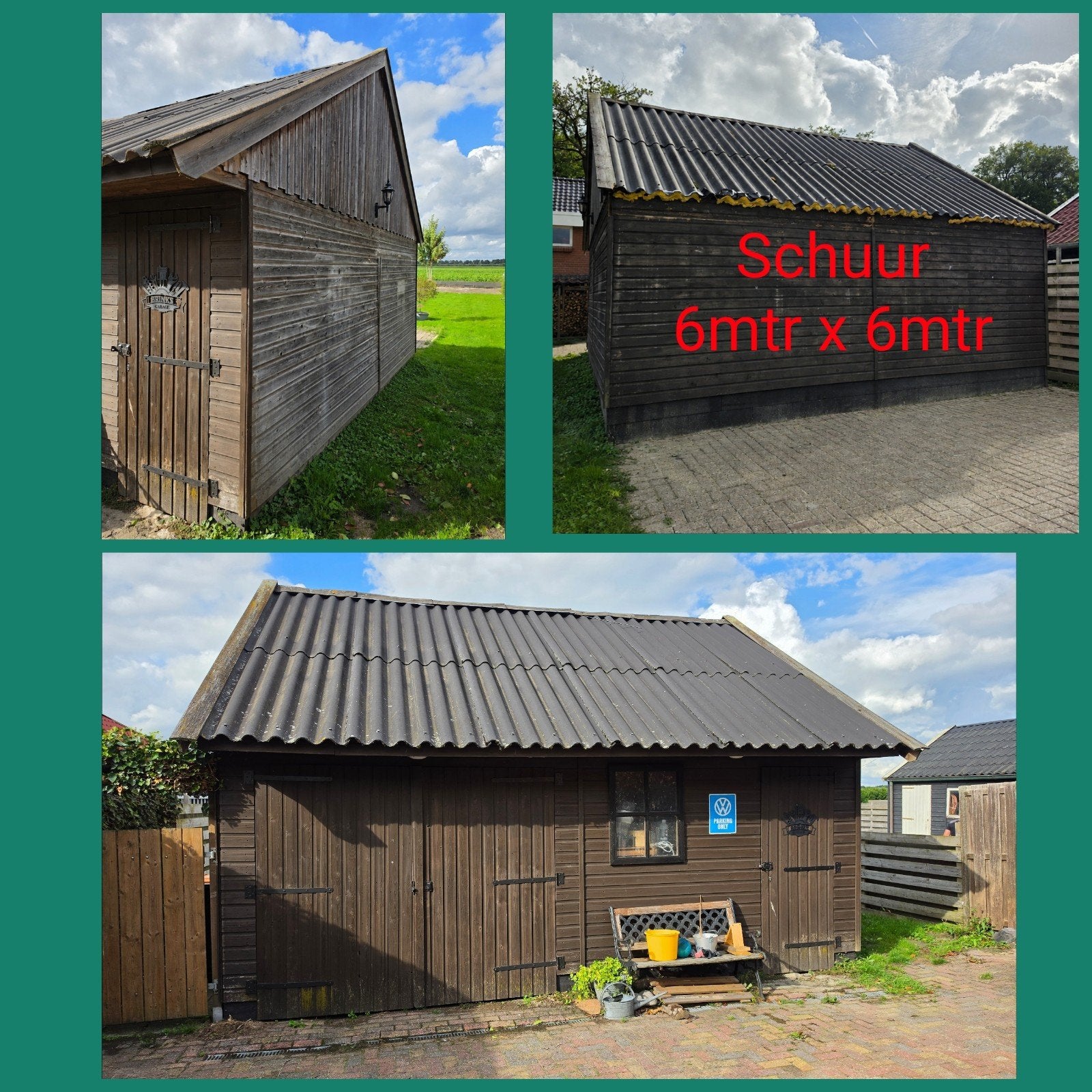 Houten Schuur 6x6mtr, Ophalen, Gebruikt, Hout, Overige typen