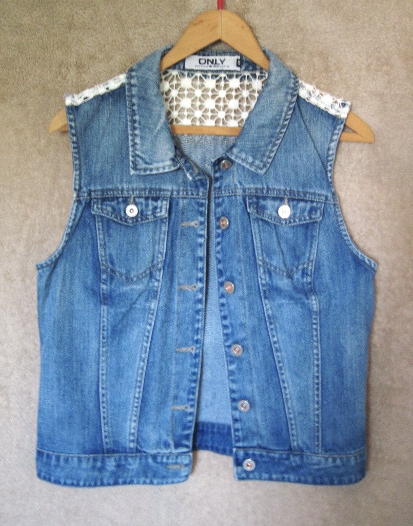 qj  MOOIE DAMES JEANS JAS Mouwloos van ONLY Maat:36/38, Ophalen of Verzenden, Zo goed als nieuw, Maat 38/40 (M), Blauw