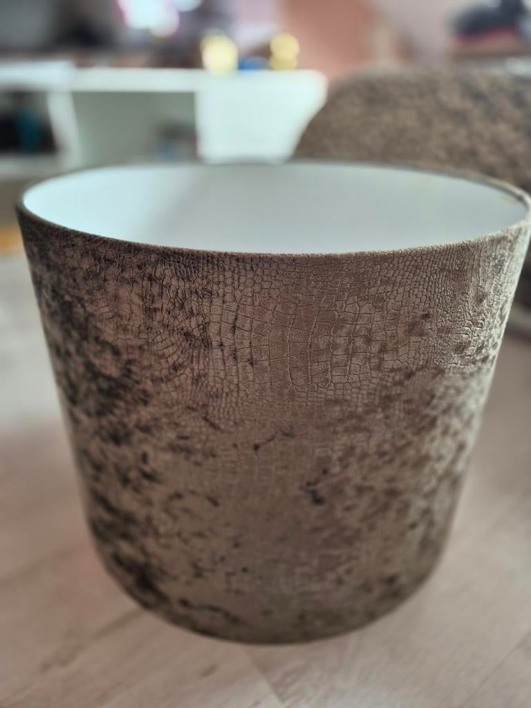 Lampenkap met krokodillenprint, Huis en Inrichting, Lampen | Lampenkappen, Ophalen, Rond, Zo goed als nieuw, Bruin