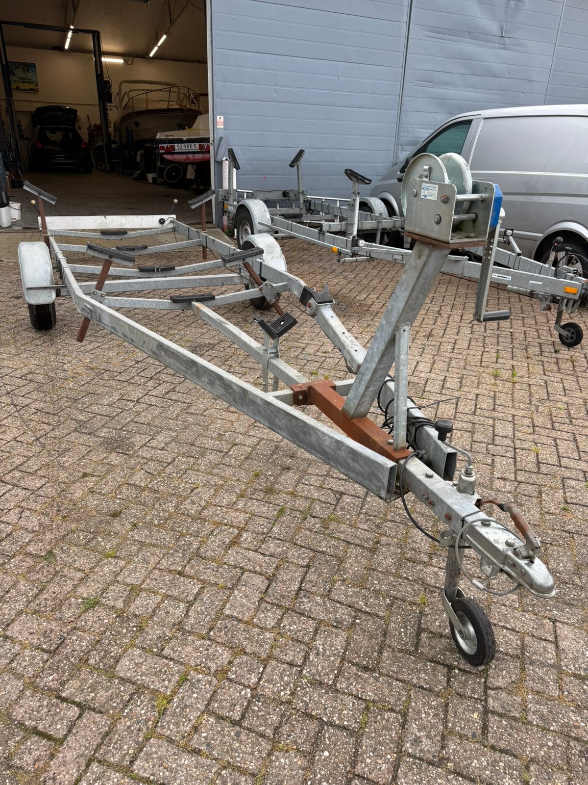 Trailer 1400kg 6,5 meter, Watersport en Boten, Boottrailers, Ophalen, Minder dan 1500 kg, Gebruikt, Sloepentrailer