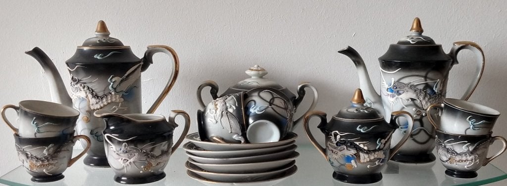 antiek Geisha Lithofaan koffie servies, 6 persoons, vlgnr 48, Antiek en Kunst, Ophalen of Verzenden