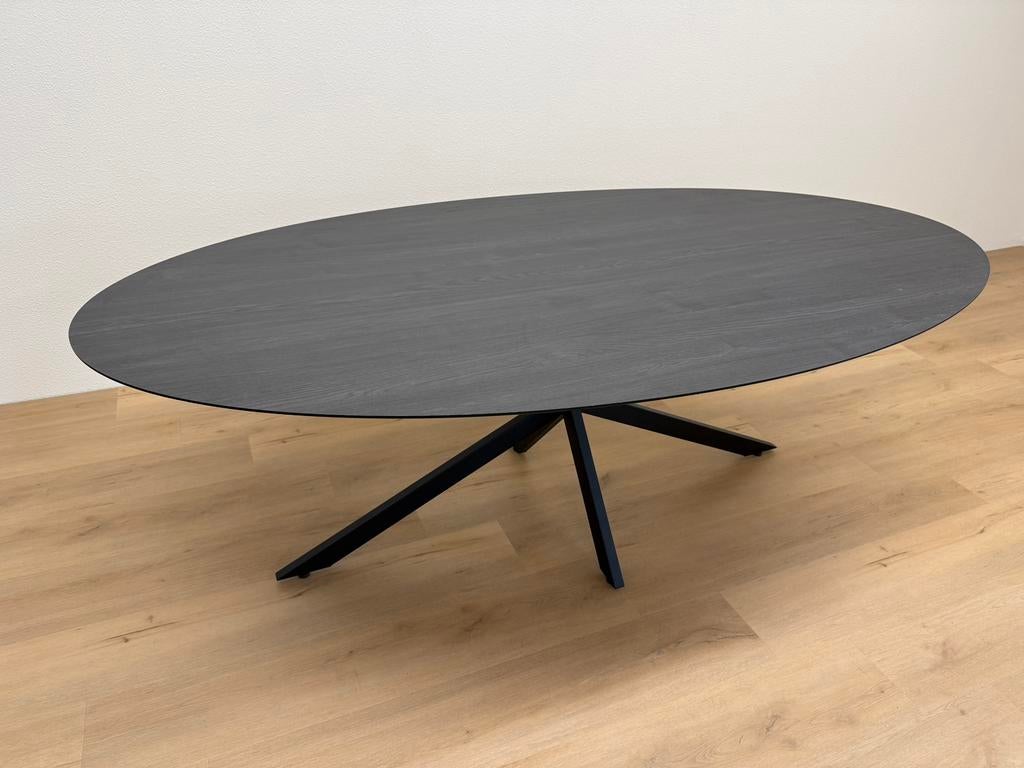 Ovale eettafel HPL Eiken 220x120 - Direct Leverbaar, 100 tot 150 cm, 200 cm of meer, Ophalen of Verzenden, Zo goed als nieuw