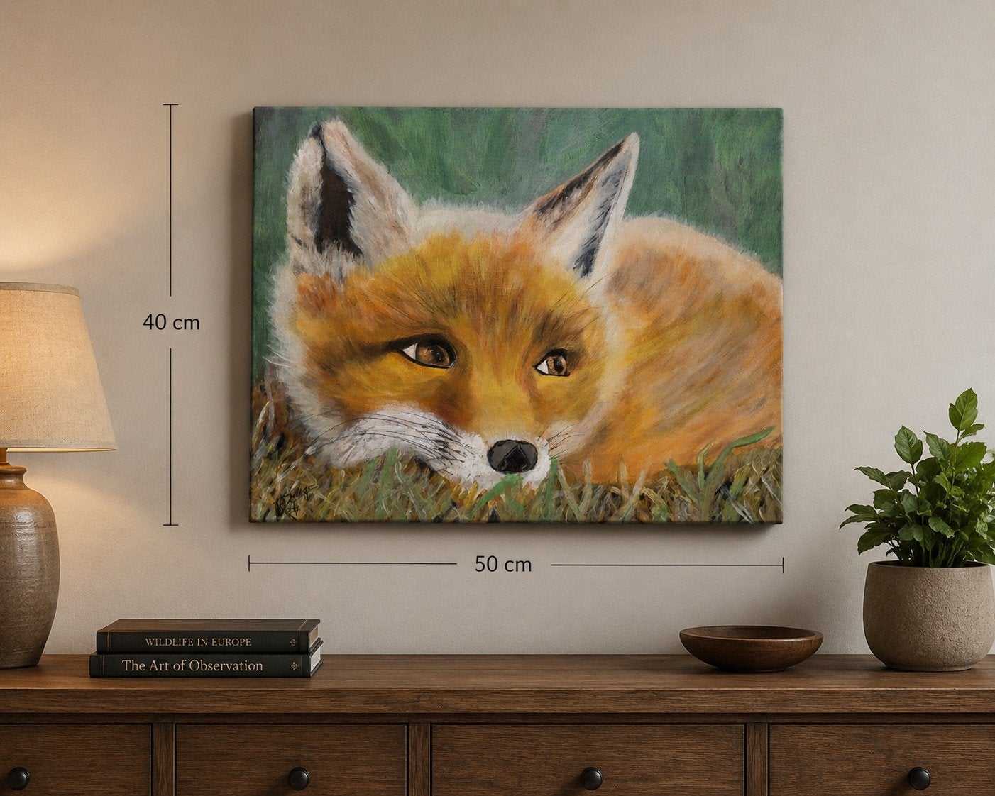 Schilderij met vos - Handgeschilderd kunstwerk, Ophalen of Verzenden