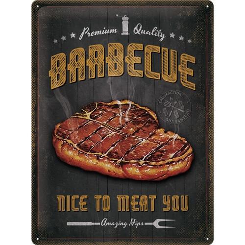 Barbecue nice to meat you BBQ relief metalen reclamebord, Info@deconoord.nl, Deco Noord, Nieuw, Ophalen of Verzenden