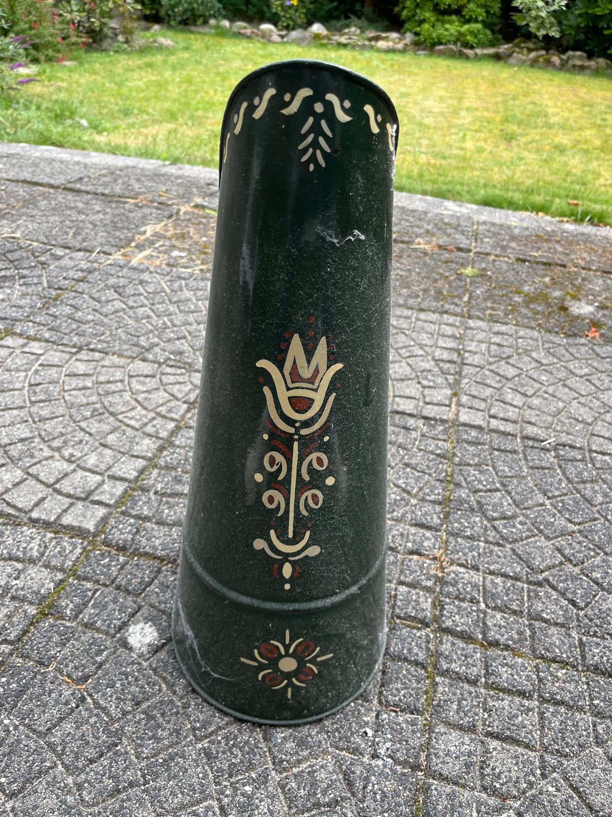 Vintage kolenkit met schep - Groen geëmailleerd, Antiek en Kunst, Ophalen