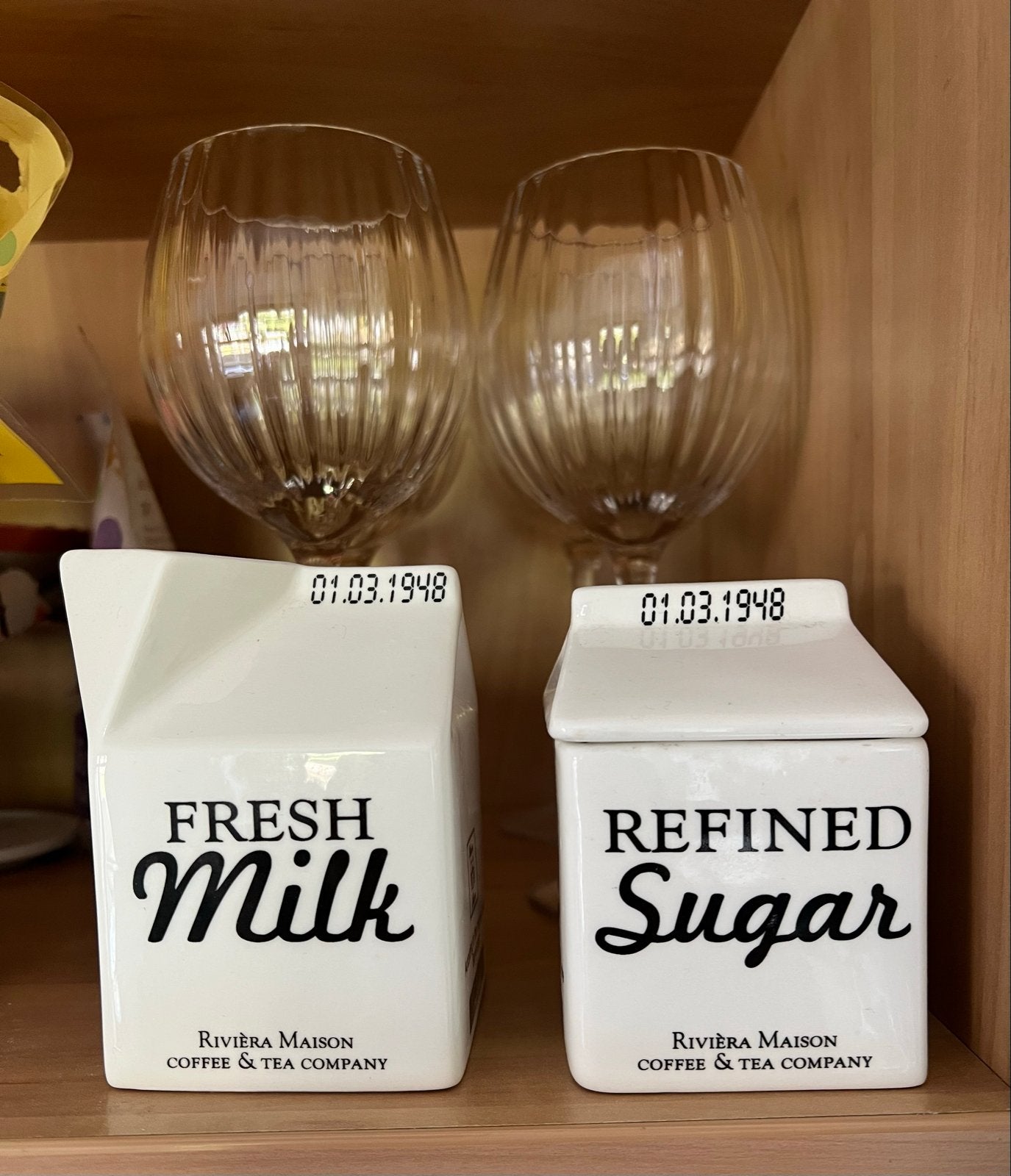 Riviera Maison Melk en Suiker Set - Keramiek, Ophalen, Zo goed als nieuw, Voorraadpot, Steen/keramiek