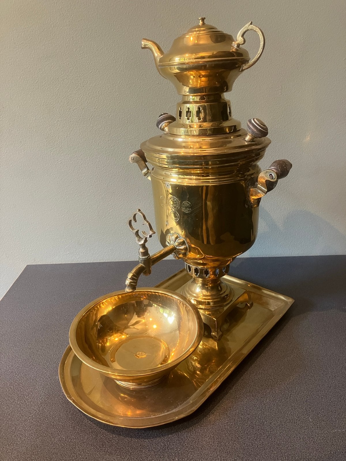 Unieke Antieke Messing Samovar Set (Perzisch/Russisch) Qajar, Antiek en Kunst, Ophalen of Verzenden, Koper