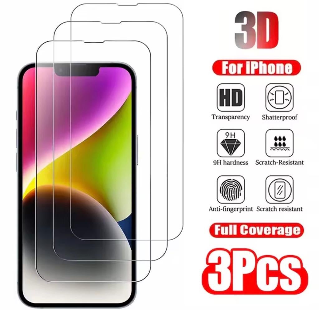 Screenprotector glas 3 stuks iPhone 13 Pro Max nieuw, Krasbestendig, Nieuw, Ophalen of Verzenden, IPhone 13 Pro Max