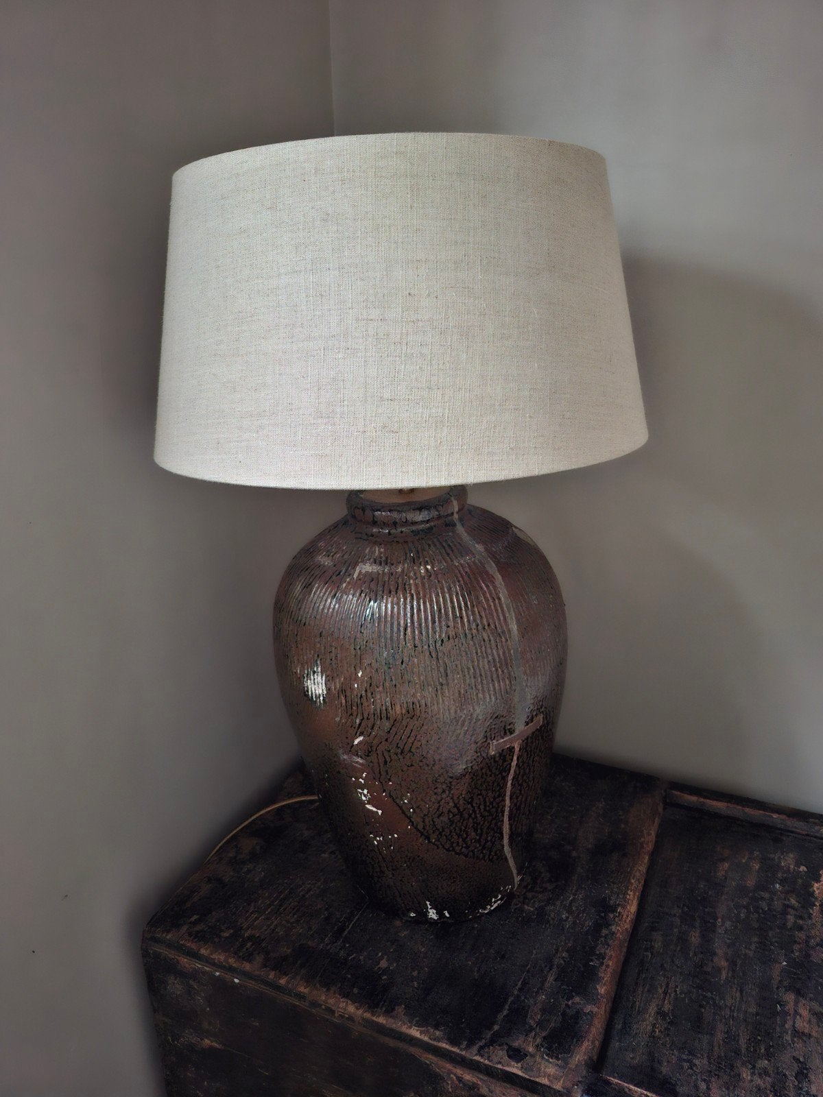 schemerlamp  landelijk Hoffz oud stoer en sober, Huis en Inrichting, Ophalen, 50 cm, 25 cm, Natuurlijk materiaal