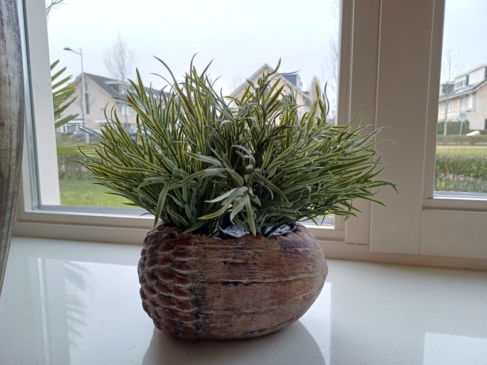 Set van 2 decoratieve plantenpotten met kunstplanten, Huis en Inrichting, Ophalen of Verzenden, Nieuw, Binnen