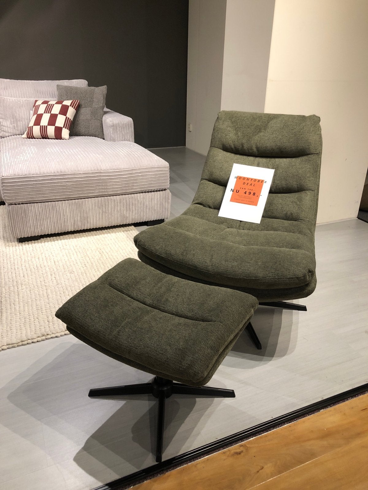 Relaxfauteuil met voetenbankje - Direct leverbaar!, Ophalen, Nieuw, Stof