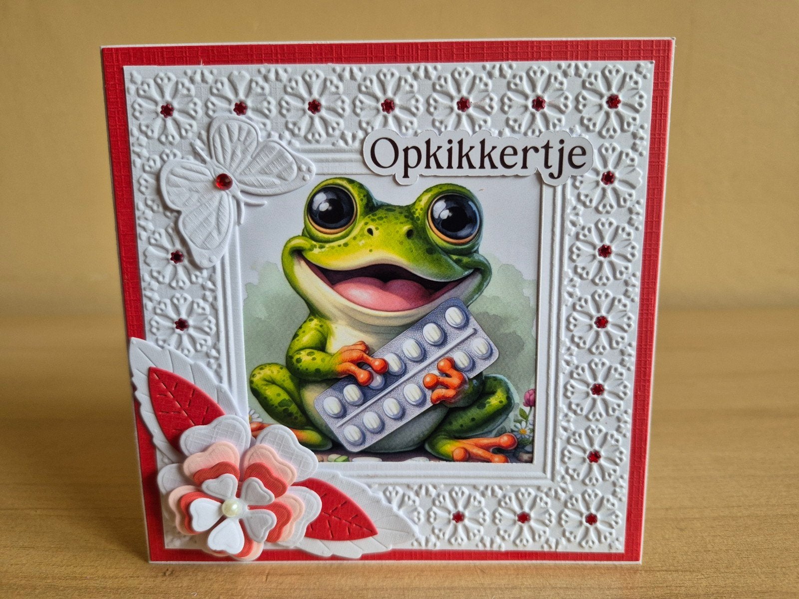 342a) zelfgemaakte kaart- opkikkertje, Ophalen of Verzenden, Nieuw
