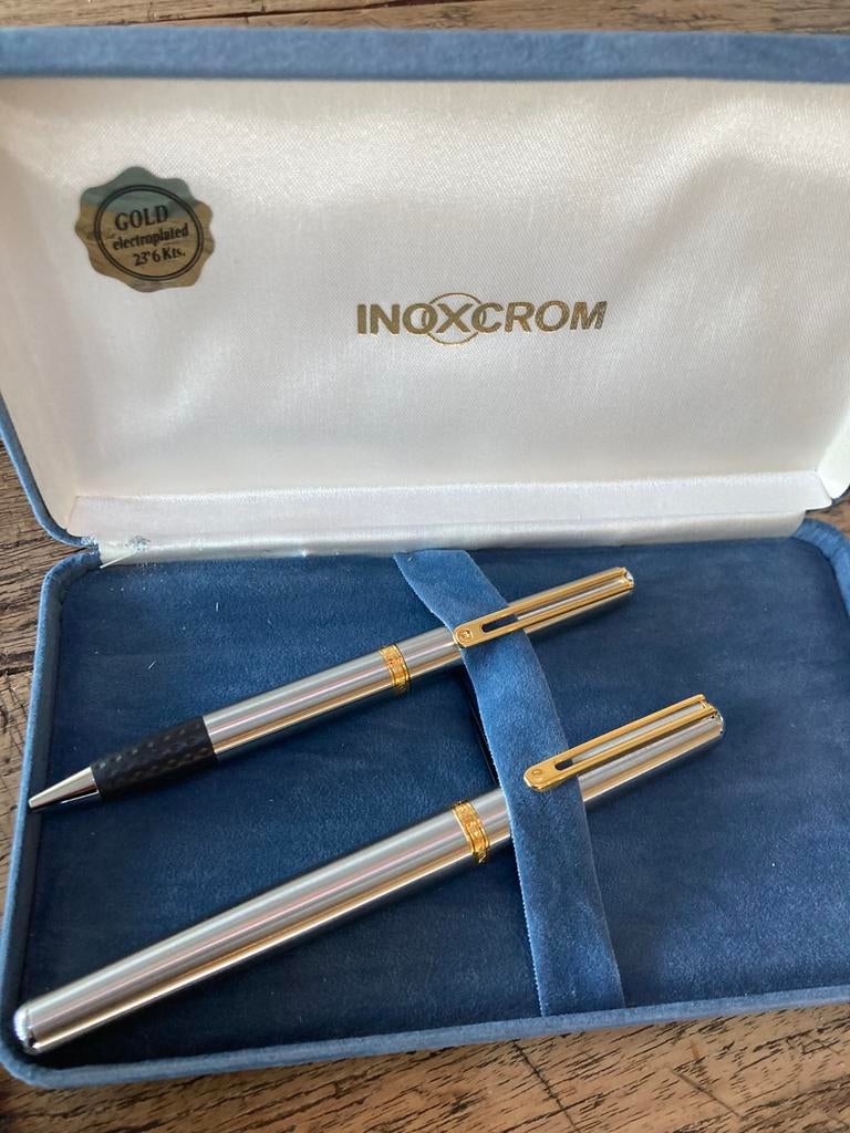 Inoxcrom vergulde pennenset, Ophalen, Zo goed als nieuw, Vulpen, Overige merken