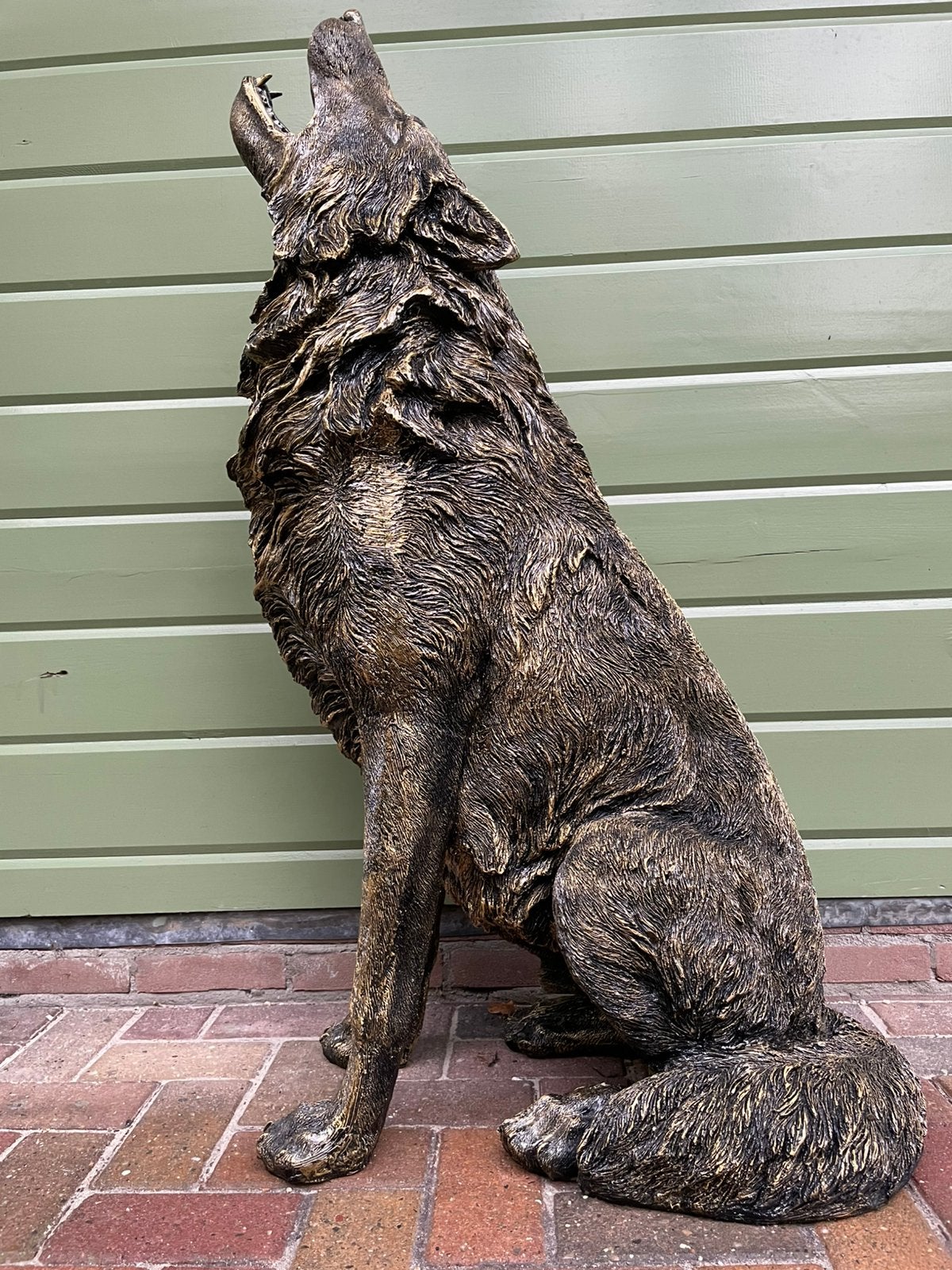Wolf antiekgoud beeld tuin bos terras zwembad, Ophalen, Nieuw, Kunststof, Dierenbeeld
