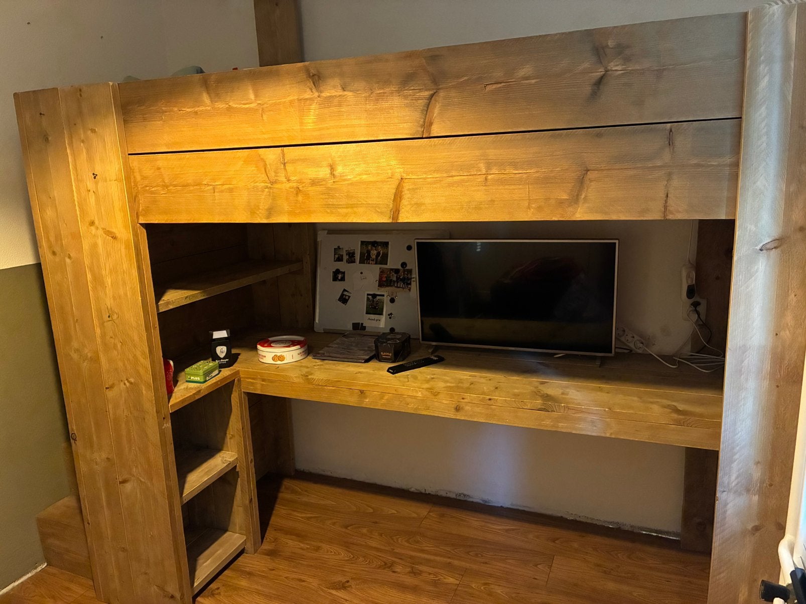 Stoere steigerhouten hoogslaper met vele extra’s, Ophalen, Zo goed als nieuw, Hoogslaper