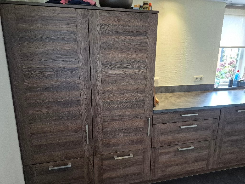 Hoekkeuken 434cm bij 214cm, Ophalen, Gebruikt, Bruin, Hoekkeuken