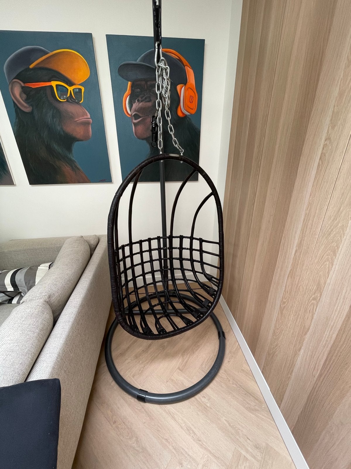 Egg chair Sissy Boy - Zwarte hangstoel, Huis en Inrichting, Stoelen, Ophalen, Gebruikt, Zwart, Metaal