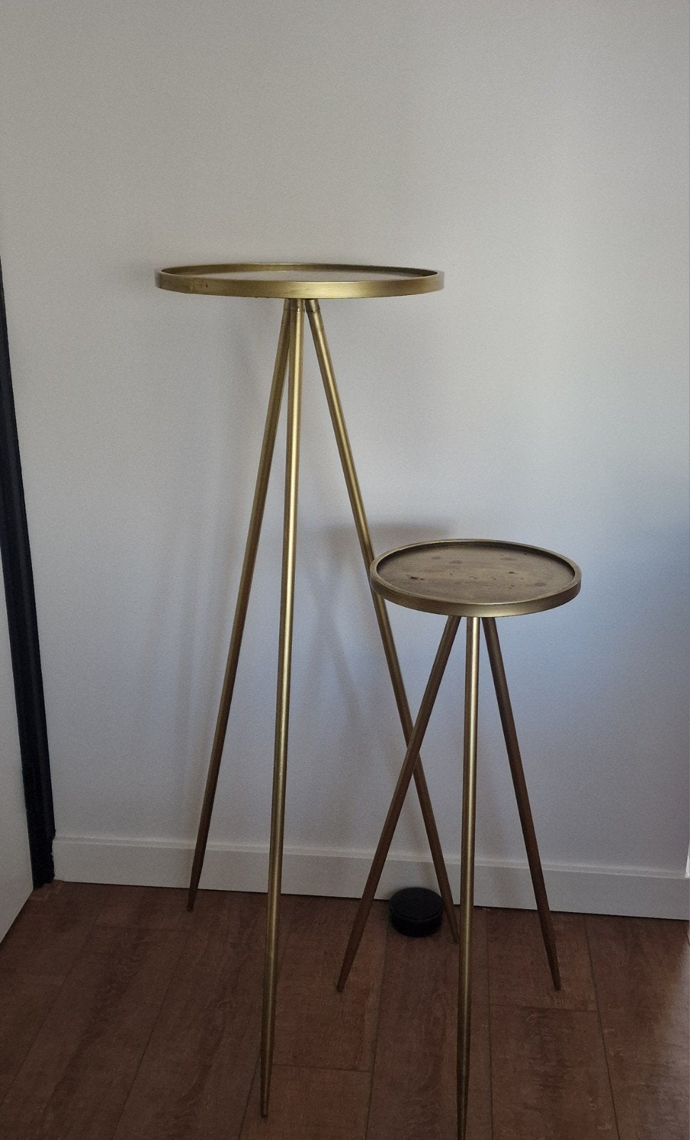 Set van 2 gouden plantenstandaards Light & Living, Huis en Inrichting, Ophalen, Minder dan 55 cm, Gebruikt, Metaal of Aluminium