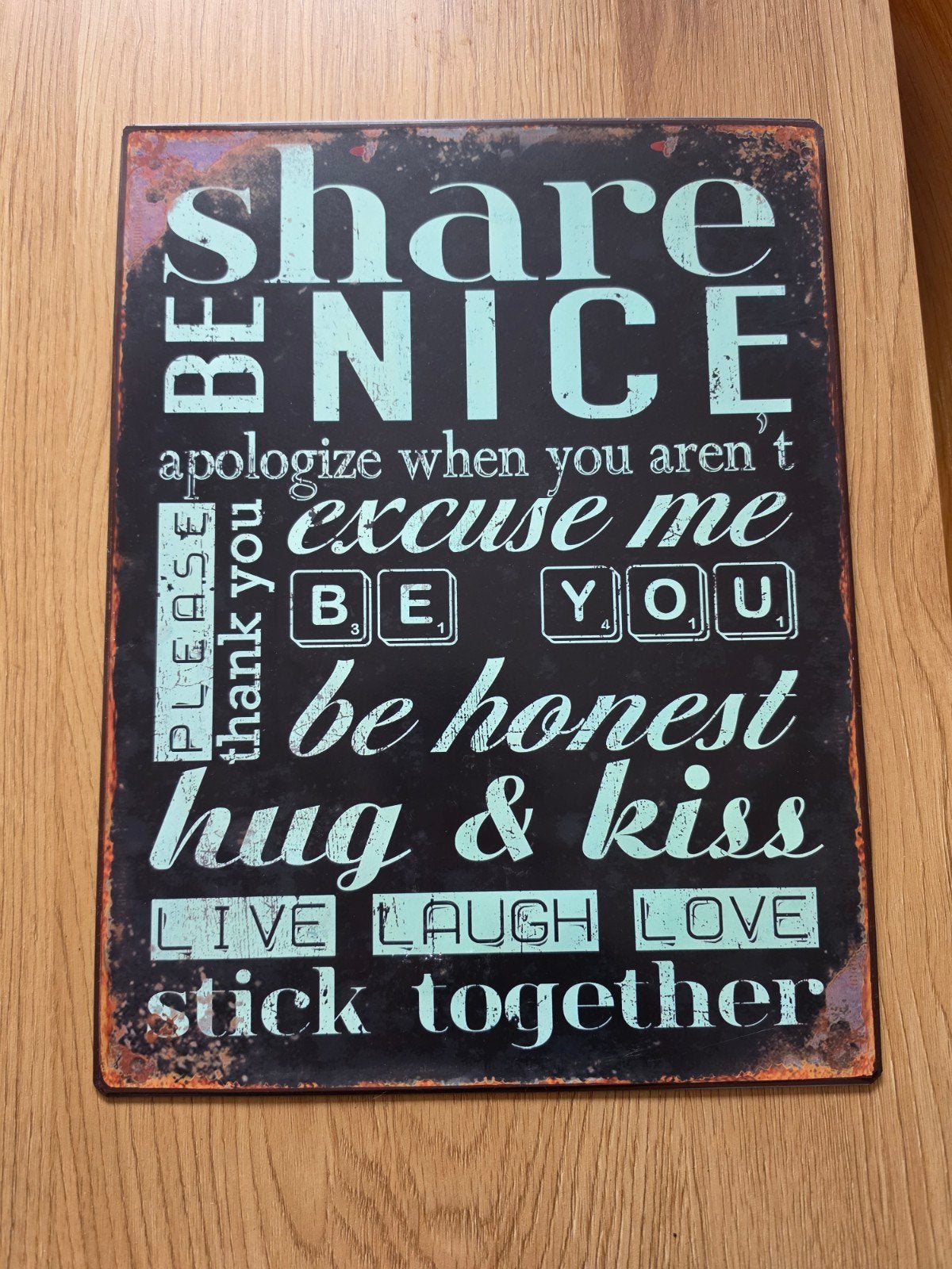 Decoratief metalen wandbord met tekst, Metaal, Zwart, Vintage, Ophalen of Verzenden