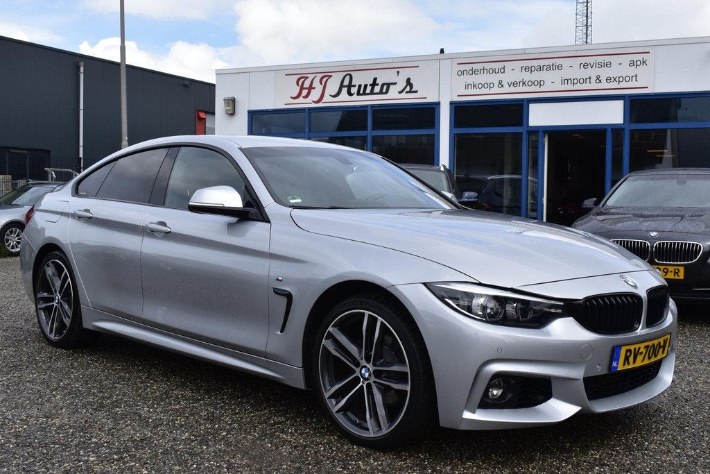 BMW 4-serie Gran Coupé 418i Executive m sport nl auto 73000, Gebruikt, Origineel Nederlands, 3 cilinders, Zilver of Grijs