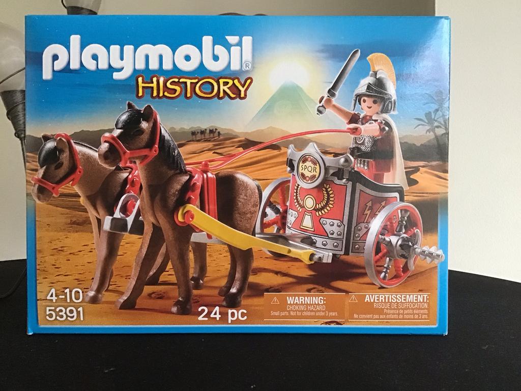 Playmobil romeinse strijdwagen 2 paarden nieuwe doos 5391, Ophalen of Verzenden, Zo goed als nieuw