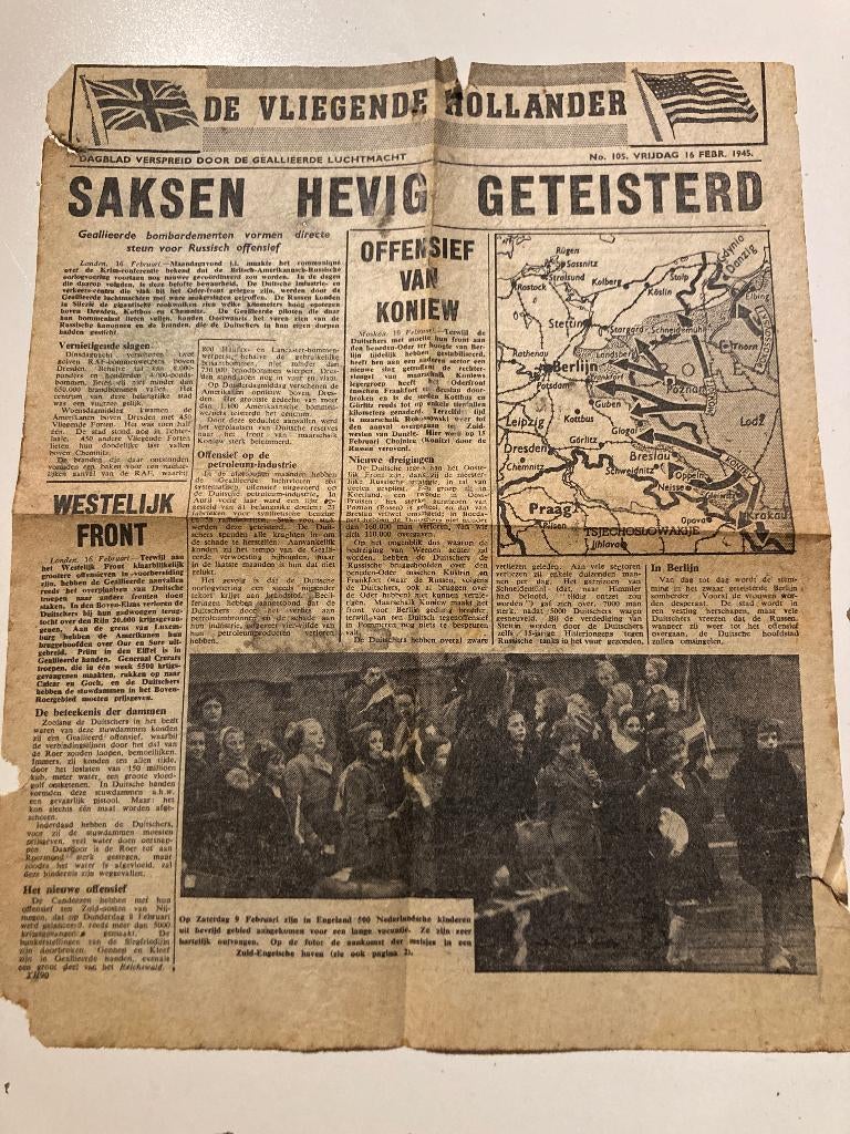 WO2 krant De Vliegende Hollander 1945, Verzamelen, Militaria | Tweede Wereldoorlog, Ophalen of Verzenden, Overige soorten, Nederland