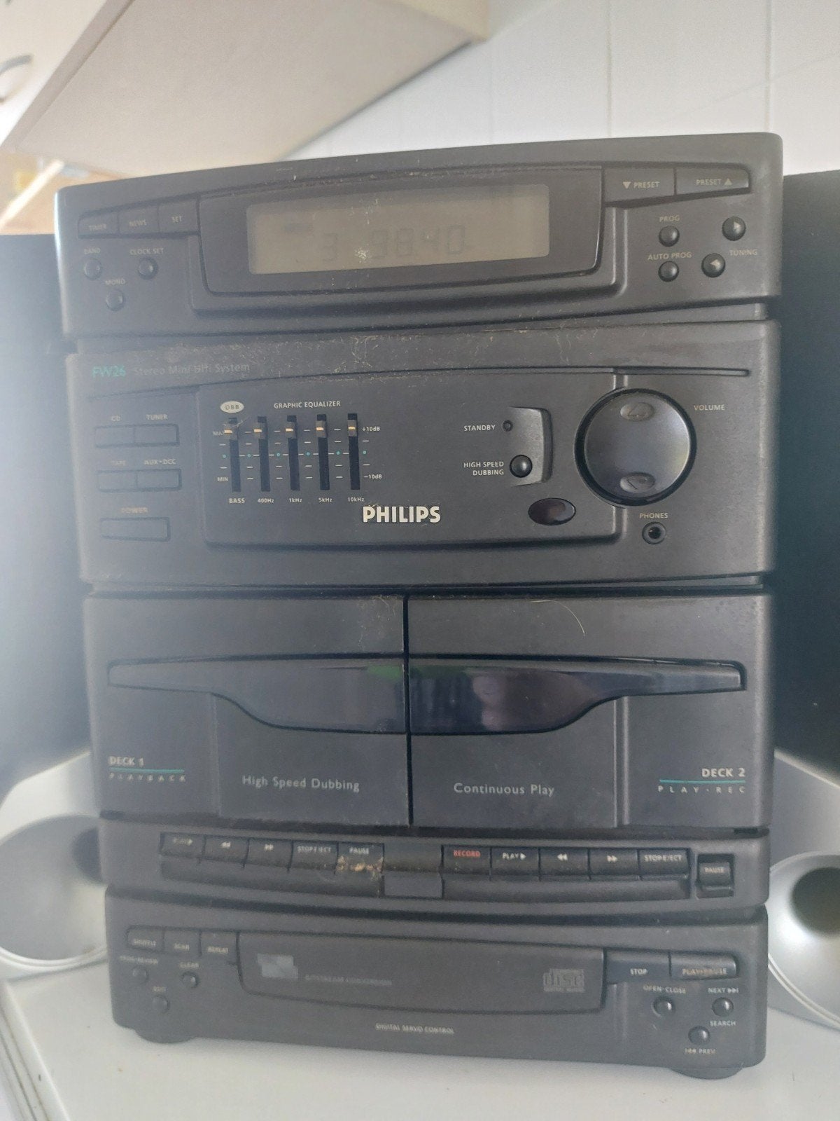 Philips toren radio/cd/cassette met 2 boxen, Ophalen
