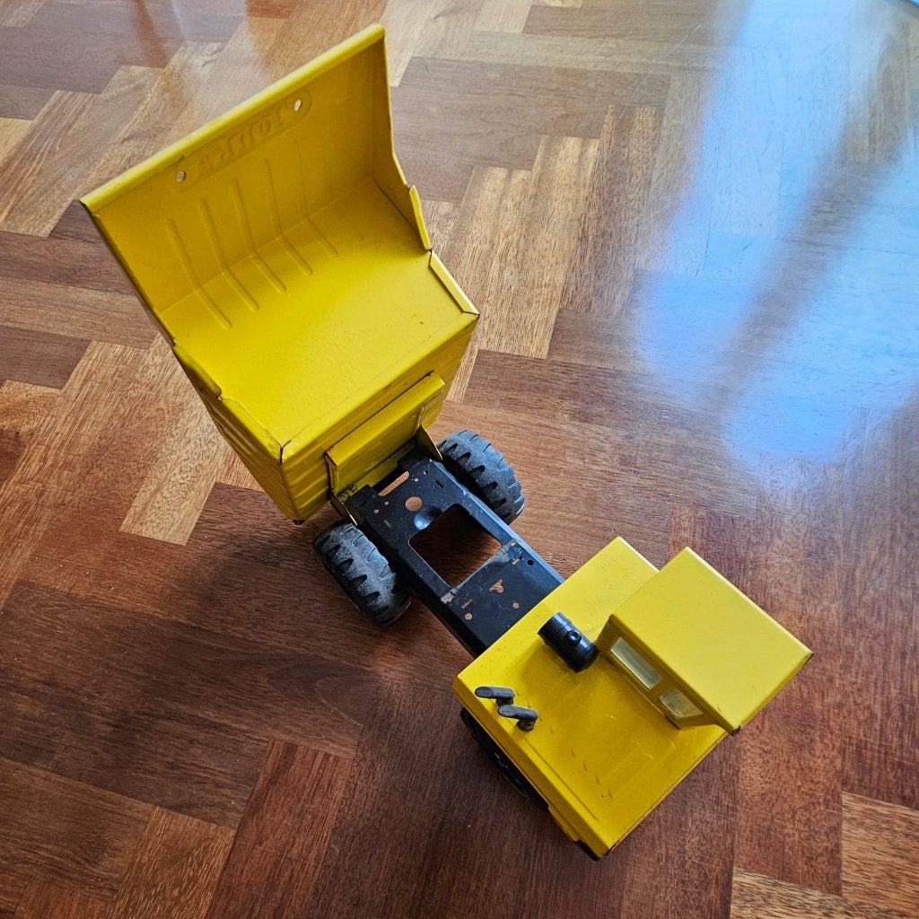 Vintage Tonka kiepwagen - Gele metalen speelgoedtruck, Ophalen, Gebruikt