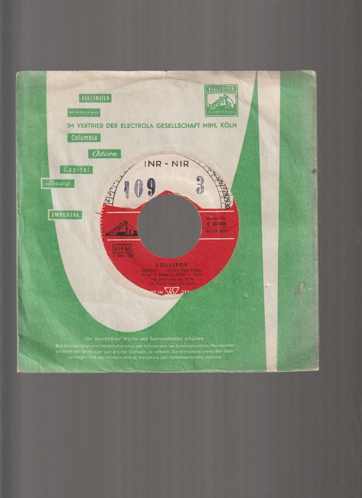 ALICE  BABS  --  LOLLIPOP  //  VERTALING, Cd's en Dvd's, Vinyl Singles, Zo goed als nieuw, Originele persing, Single, Voor 1960